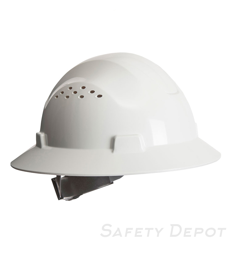 PW52 White Full Brim Premier Hard Hat Vented HDPE shell